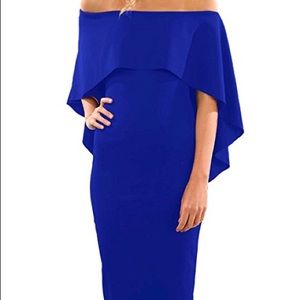 Royal Blue off the shoulder batwing midi dress!!!!